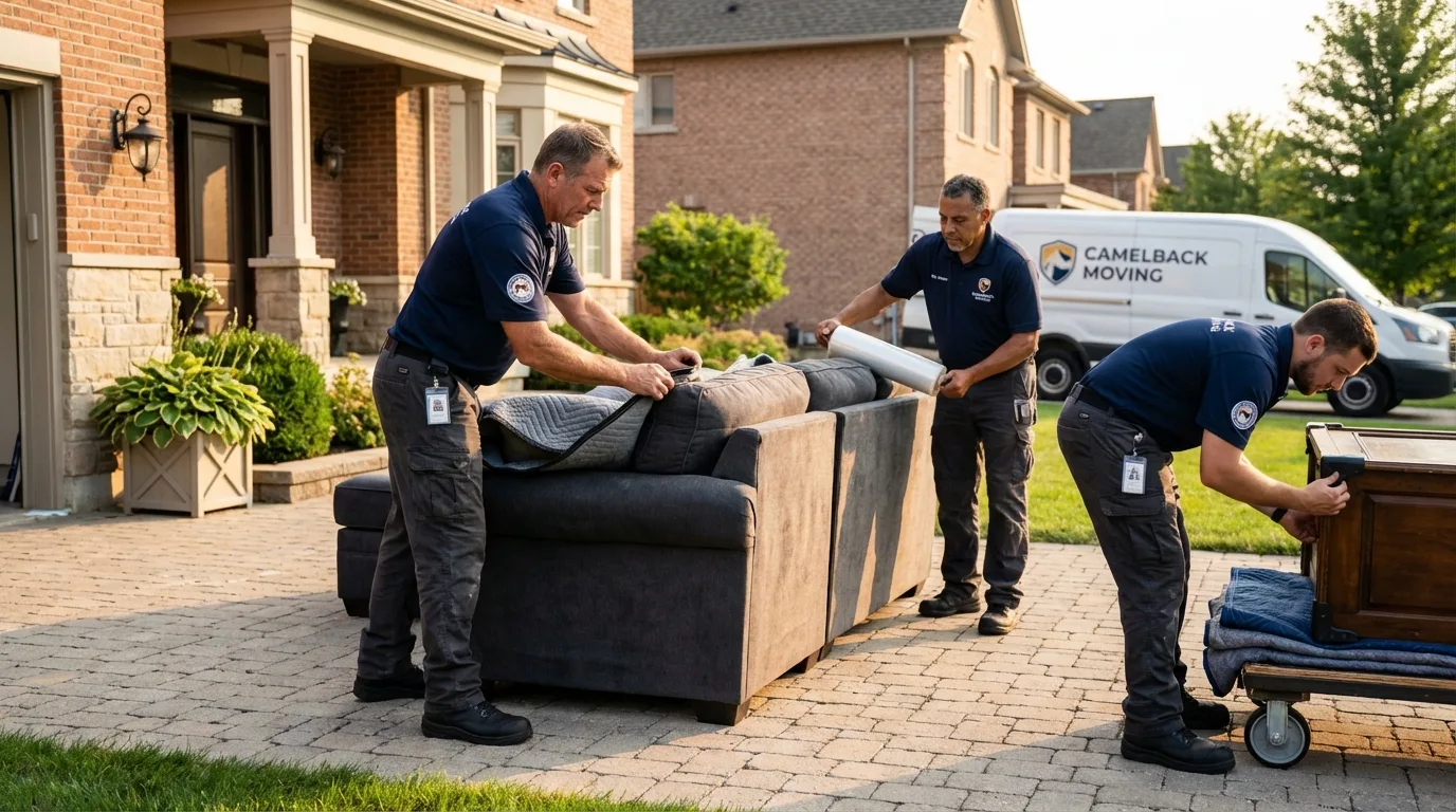 Large estate moving crew wrapping furniture in Fletcher, NC